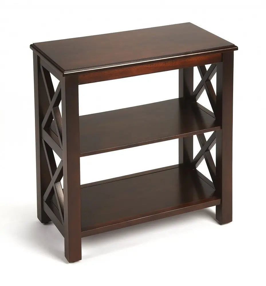 25" Dark Brown Two Tier Standard Bookcase - NOBLE HOME INTERIORS