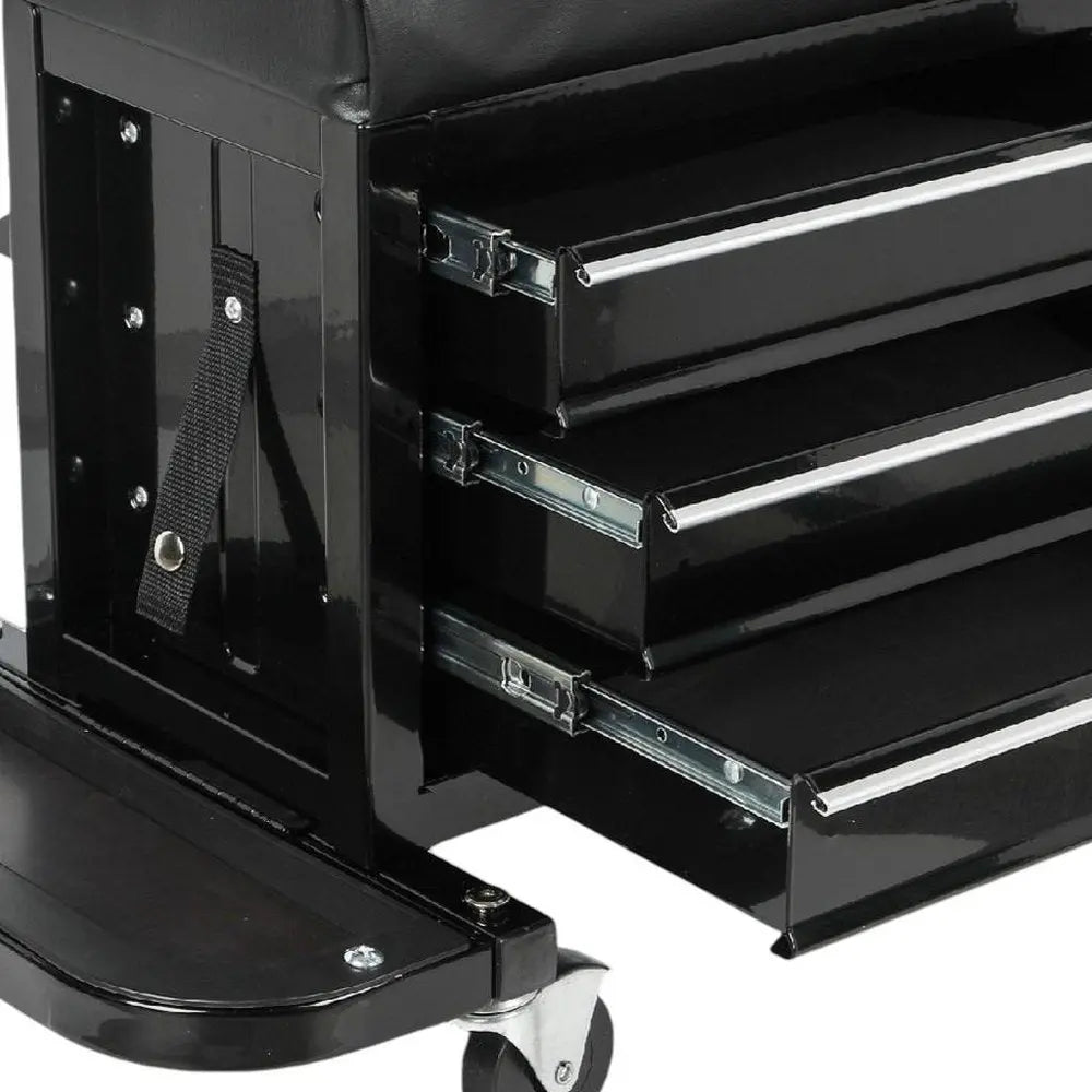 26" Black Multi - Tier Steel Tool Chest With Lid - NOBLE HOME INTERIORS