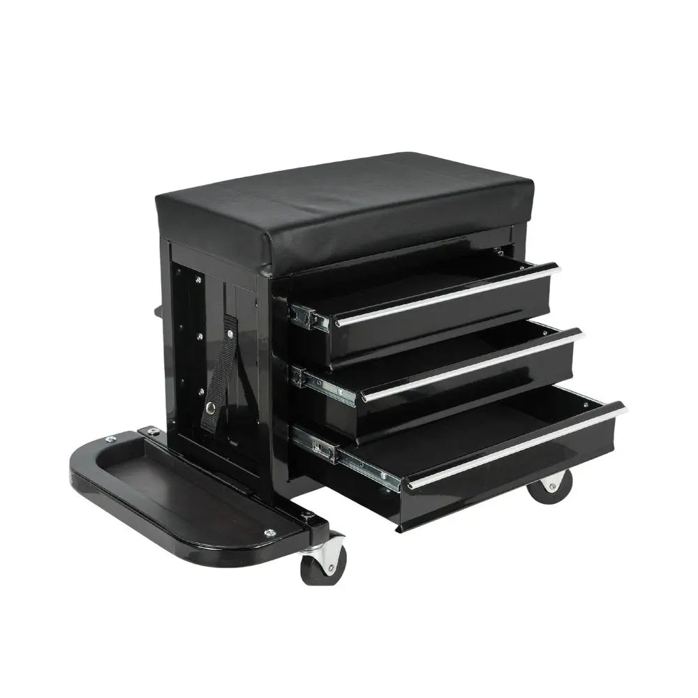26" Black Multi - Tier Steel Tool Chest With Lid - NOBLE HOME INTERIORS