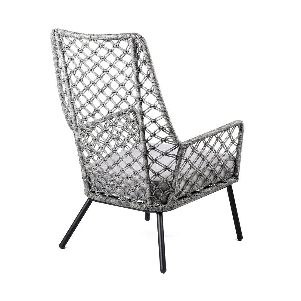 26" Gray and Black Steel Indoor Outdoor Dining Chair with Gray Cushion - NOBLE HOME INTERIORS