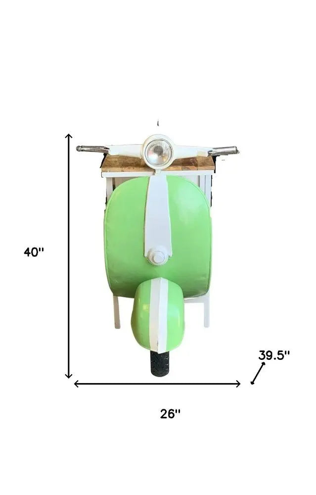 26" Green And White Novelty Scooter Open Cabinet with Two Shelves - NOVA HOME FURNITURE