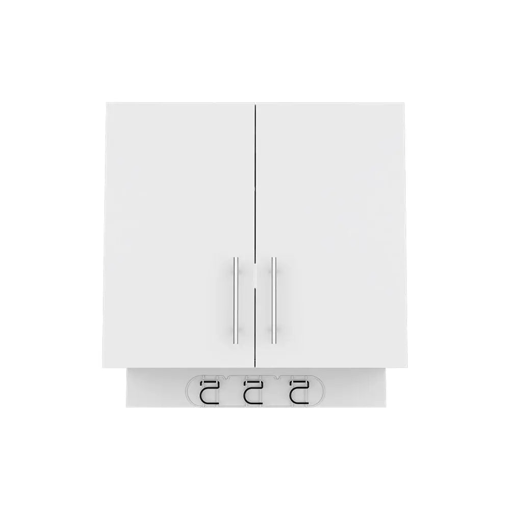 26" White Wood Wall Mounted Utlity Cabinet With Two Doors - NOVA HOME FURNITURE