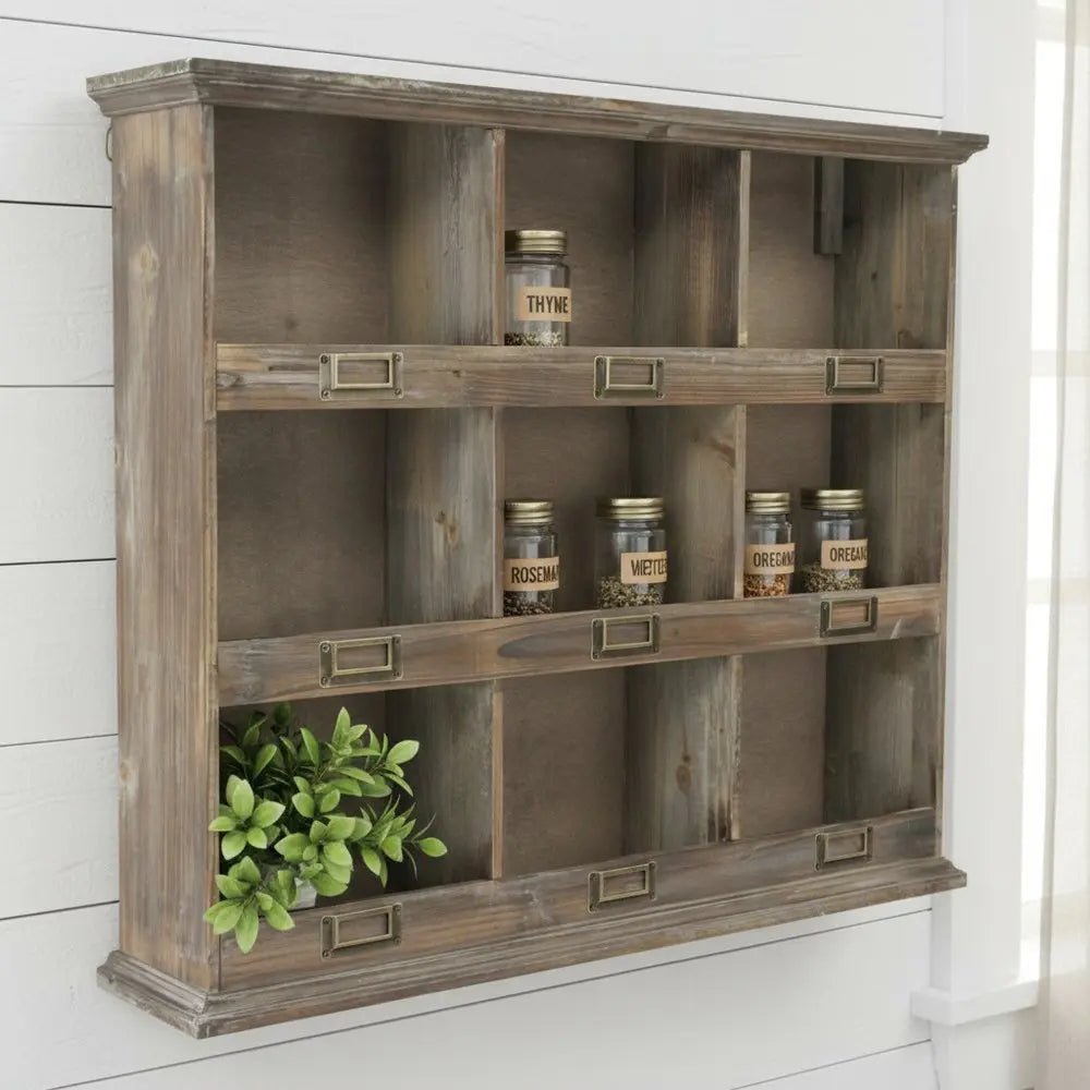 27" Dark Brown Solid Wood Wall Mounted Display Stand - NOBLE HOME INTERIORS