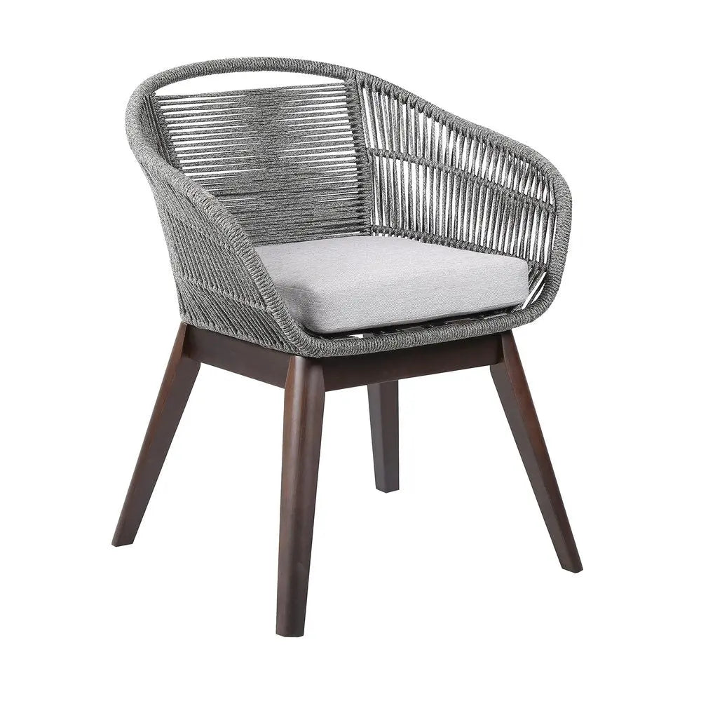 27" Gray Solid Wood Outdoor Dining Chair with Gray Cushion - NOBLE HOME INTERIORS