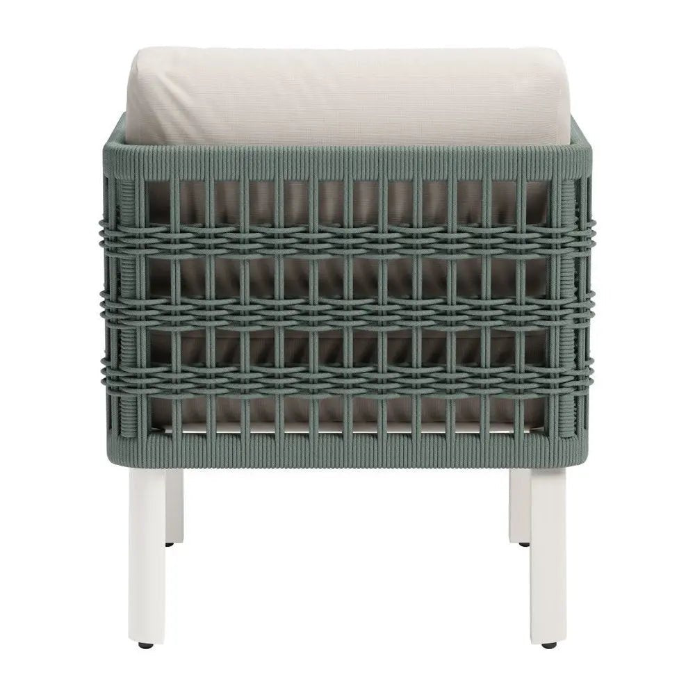 27" Green And White Aluminum Outdoor Accent Chair with White Cushion - NOBLE HOME INTERIORS
