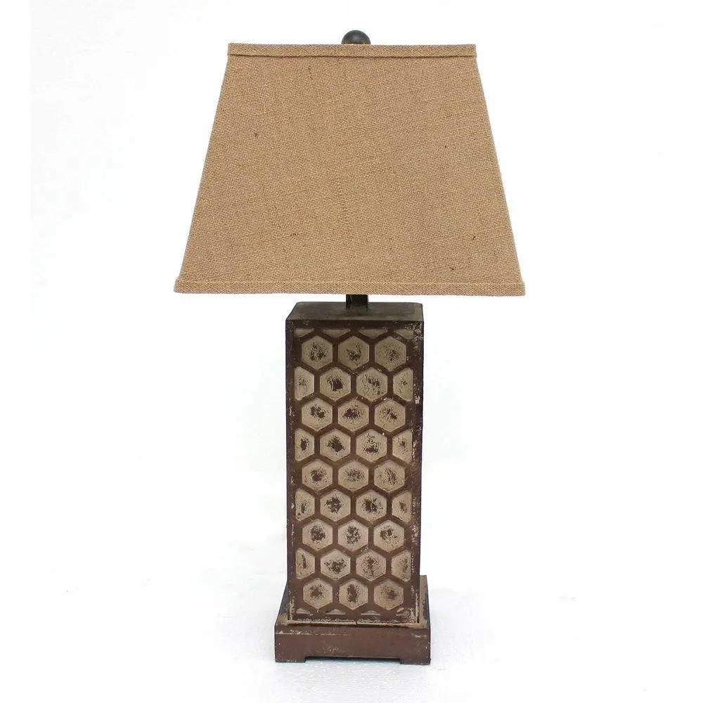 29" Brown Solid Wood Bedside Table Lamp With Brown Shade HomeRoots