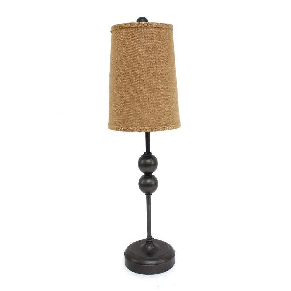 29" Bronze Bedside Lamp With Brown Shade HomeRoots
