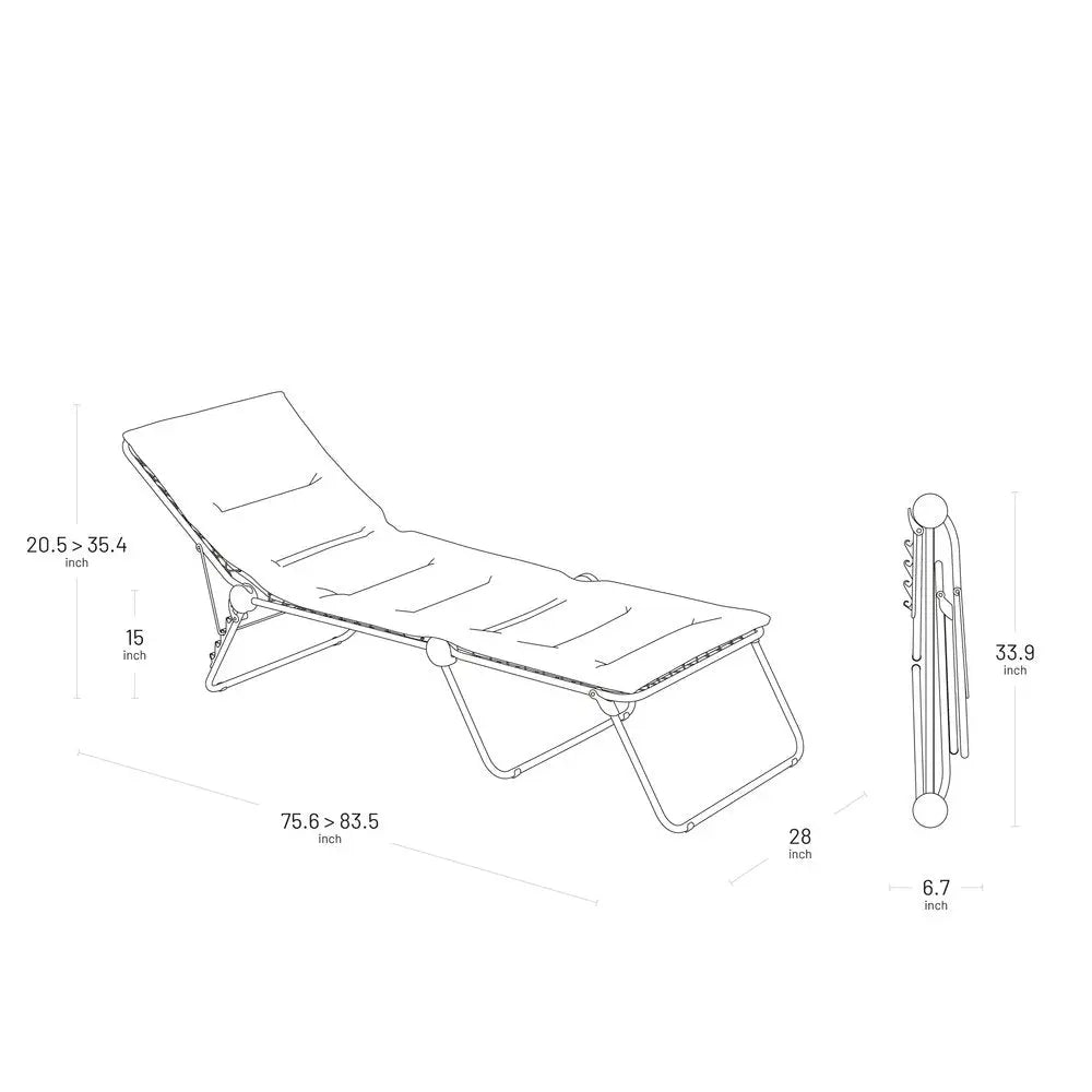 28" Black and Steel Outdoor Chaise Lounge with Black Cushion - NOBLE HOME INTERIORS