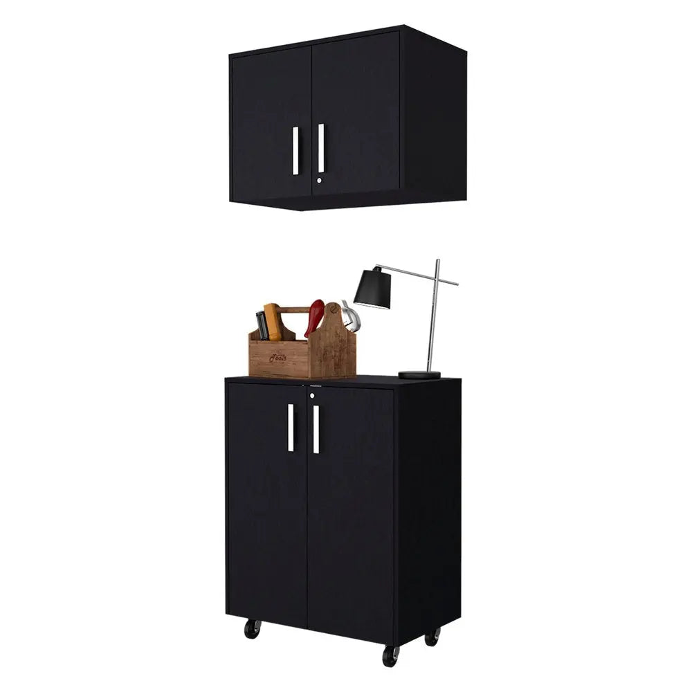 28" Black Wall mounted Accent Cabinet With Four Shelves - NOVA HOME FURNITURE