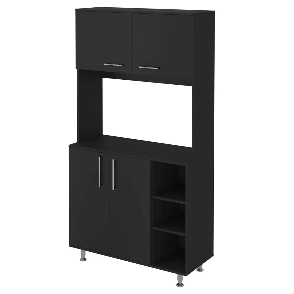 28" Black Wall mounted Accent Cabinet With Seven Shelves And Six Drawers - NOVA HOME FURNITURE