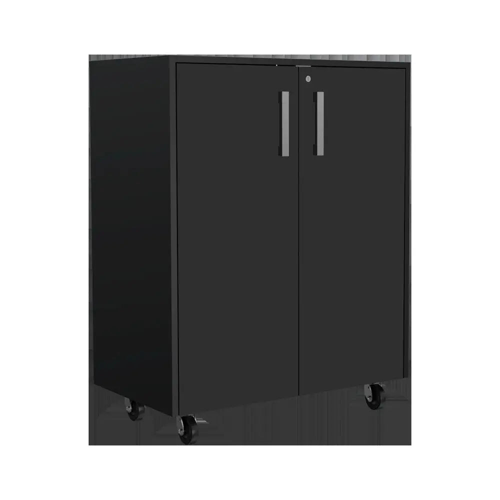 28" Black Wall mounted Accent Cabinet With Six Shelves And Three Drawers - NOVA HOME FURNITURE