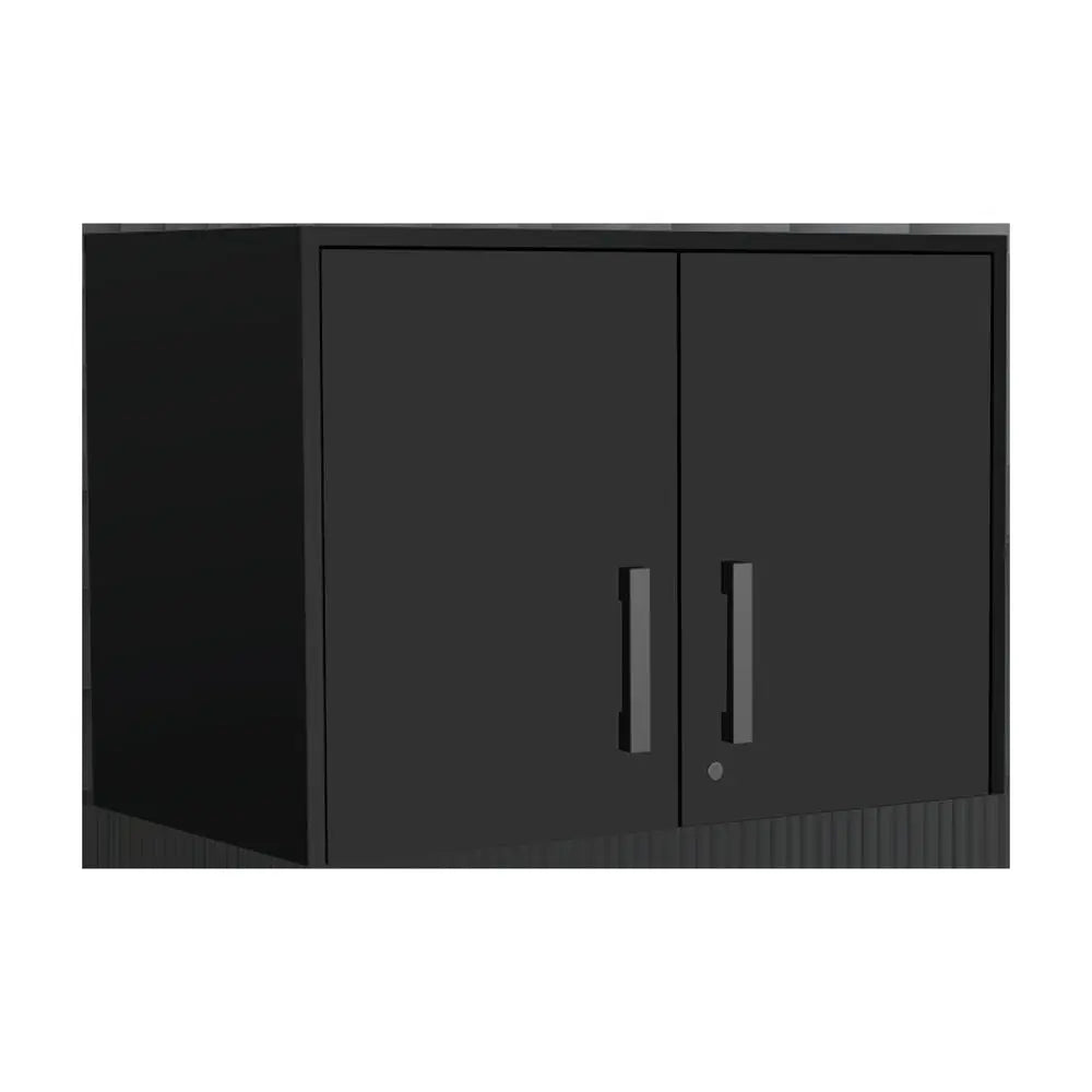 28" Black Wall mounted Accent Cabinet With Six Shelves And Three Drawers - NOVA HOME FURNITURE