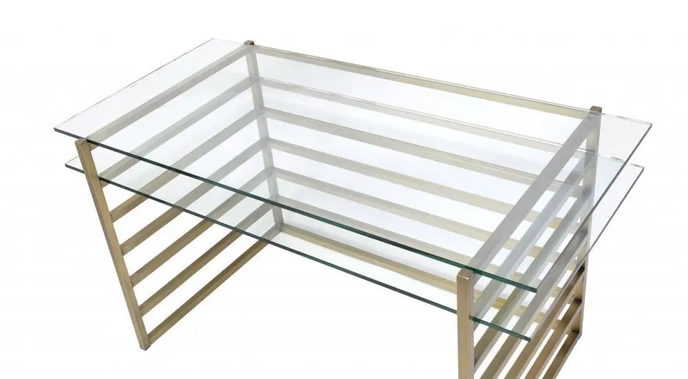 28" Clear and Gold Glass Mirrored - NOBLE HOME INTERIORS