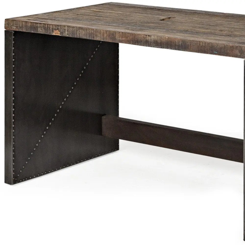 28" Dark Brown and Gray Writing Desk - NOBLE HOME INTERIORS