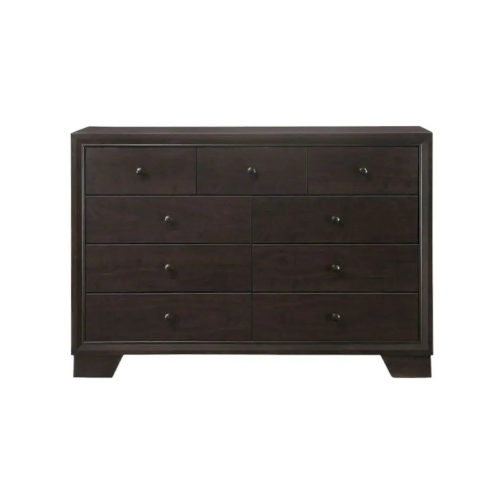 57" Espresso Solid and Manufactured Wood Nine Drawer Double Dresser HomeRoots