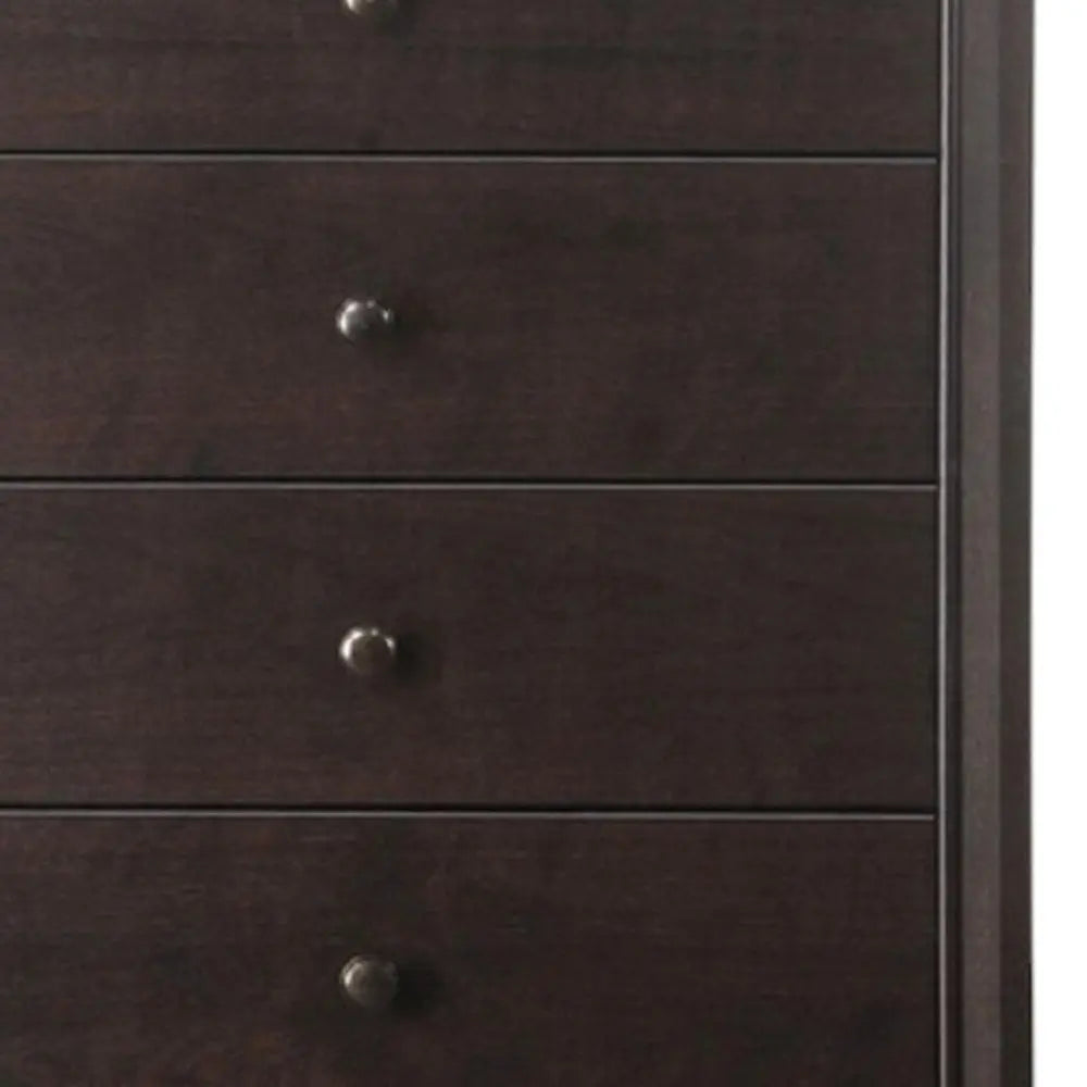 31" Espresso Solid Wood Five Drawer Dresser HomeRoots
