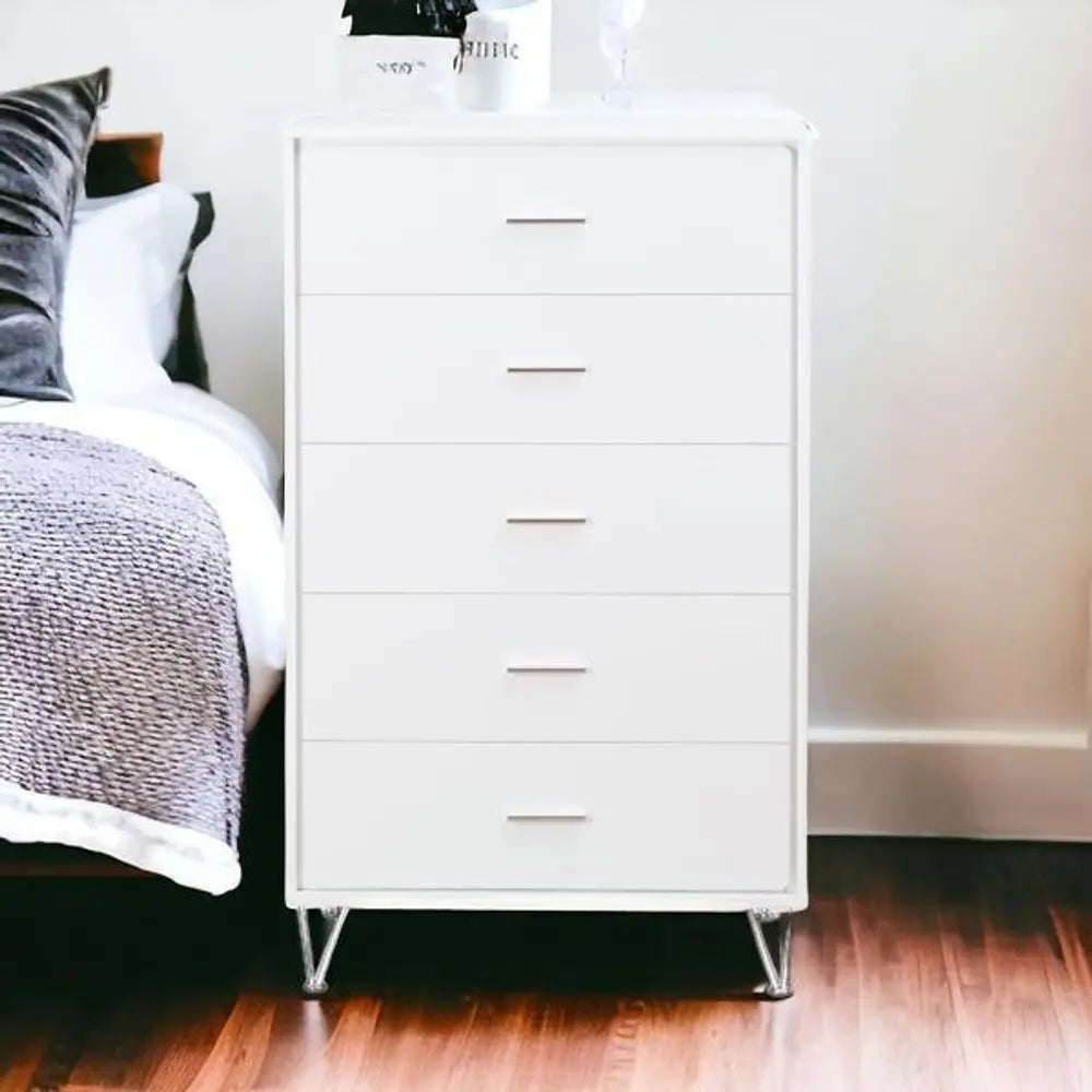 32" White Five Drawer Standard Chest HomeRoots