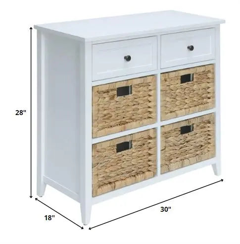 30" X 13" X 28" White Wood Veneer 6 Drawers Accent Chest HomeRoots