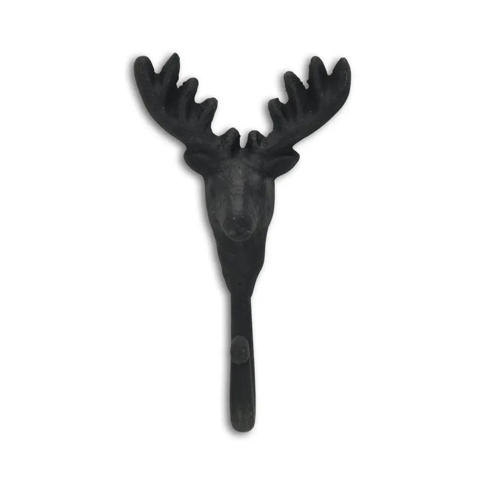 3" Black Cast Iron Deer Stag Wall Hook - NOBLE HOME INTERIORS