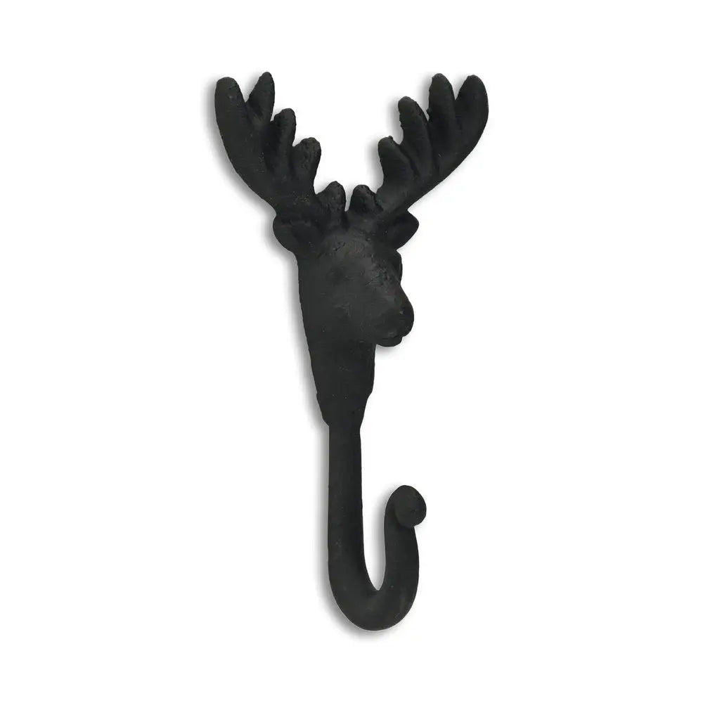 3" Black Cast Iron Deer Stag Wall Hook - NOBLE HOME INTERIORS