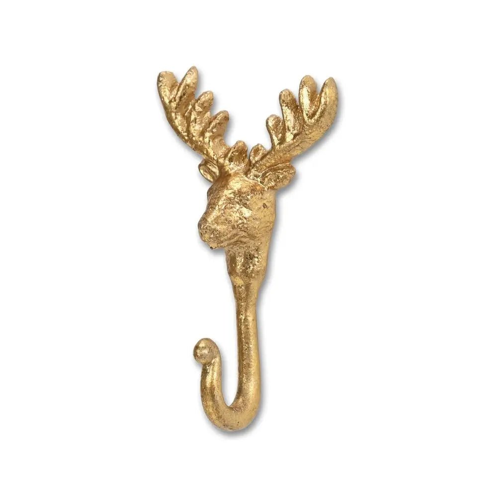 3" Gold Cast Iron Deer Stag Wall Hook - NOBLE HOME INTERIORS