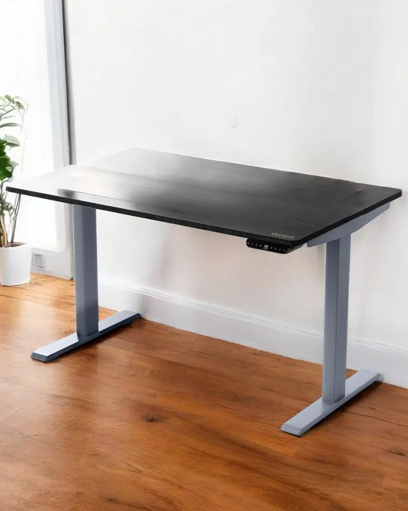 30" Adjustable Black and Gray Stainless Steel Computer Desk - NOBLE HOME INTERIORS