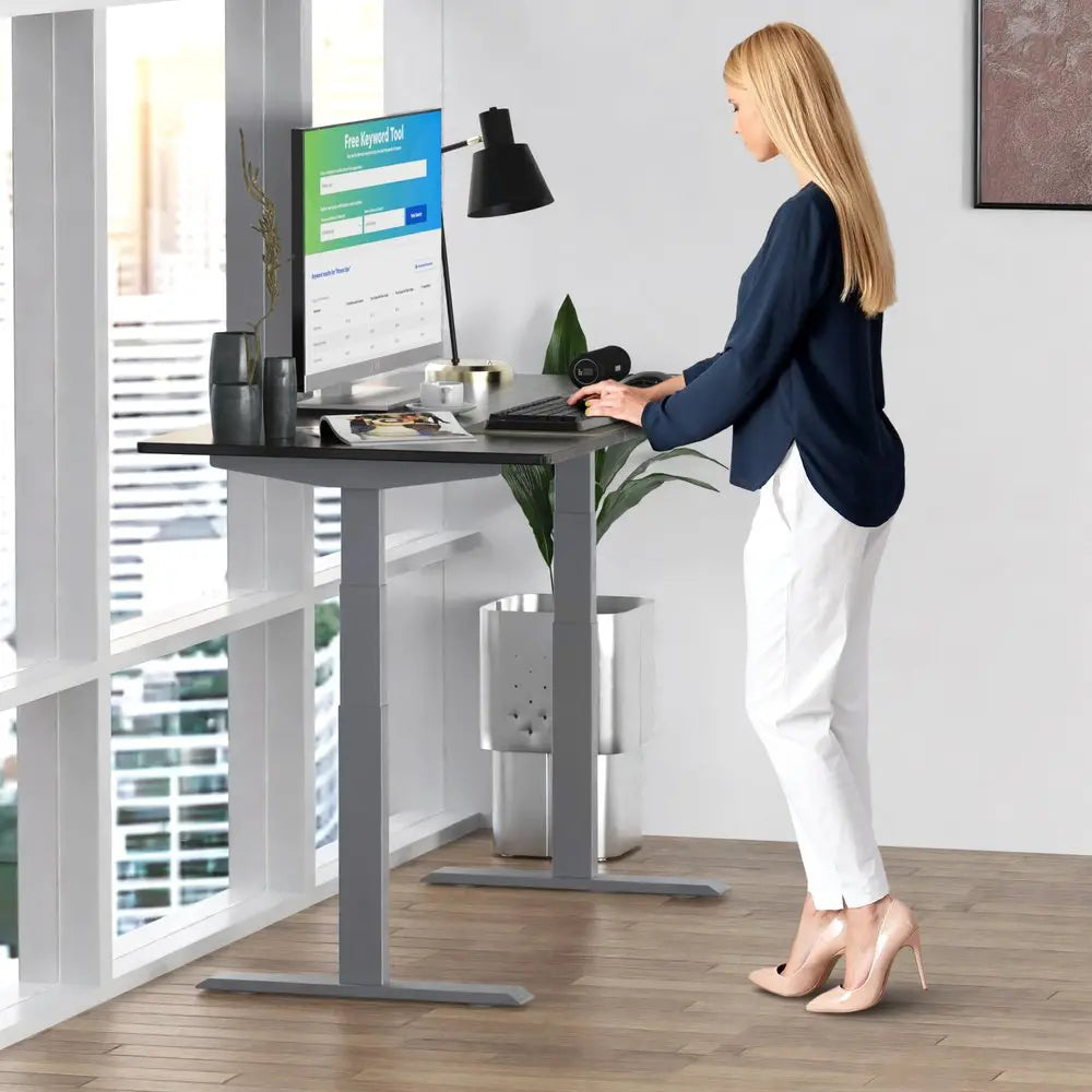 30" Adjustable Black and Gray Stainless Steel Standing Desk - NOBLE HOME INTERIORS
