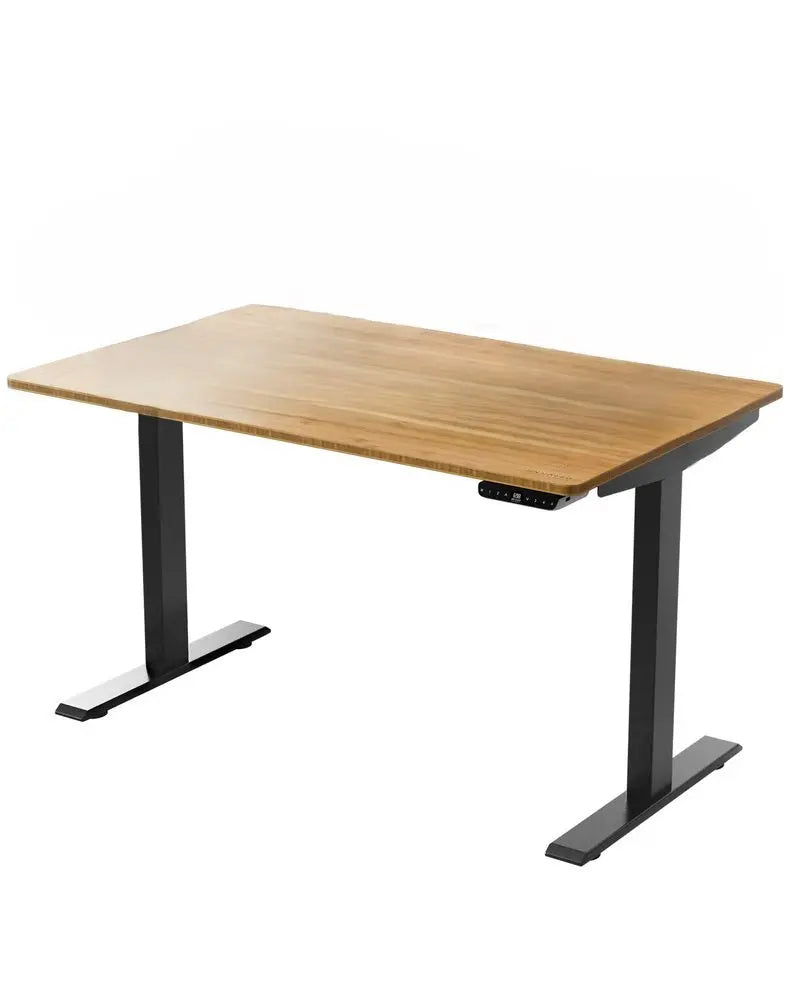 30" Adjustable Brown and Black Stainless Steel Computer Desk - NOBLE HOME INTERIORS
