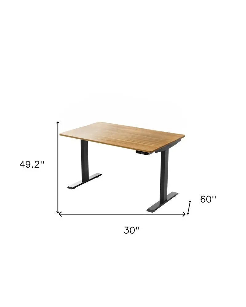 30" Adjustable Brown and Black Stainless Steel Computer Desk - NOBLE HOME INTERIORS