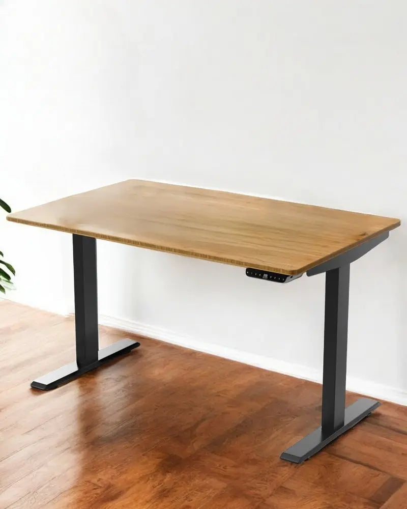 30" Adjustable Brown and Black Stainless Steel Computer Desk - NOBLE HOME INTERIORS