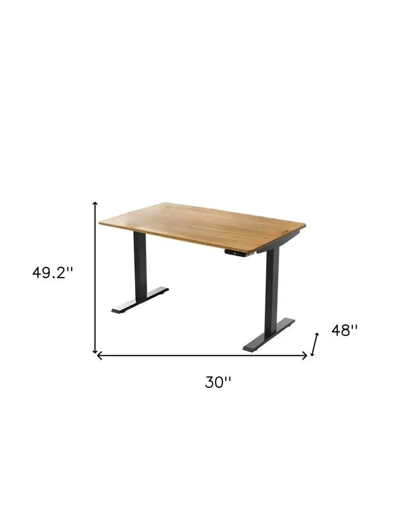 30" Adjustable Brown and Black Stainless Steel Computer Desk - NOBLE HOME INTERIORS