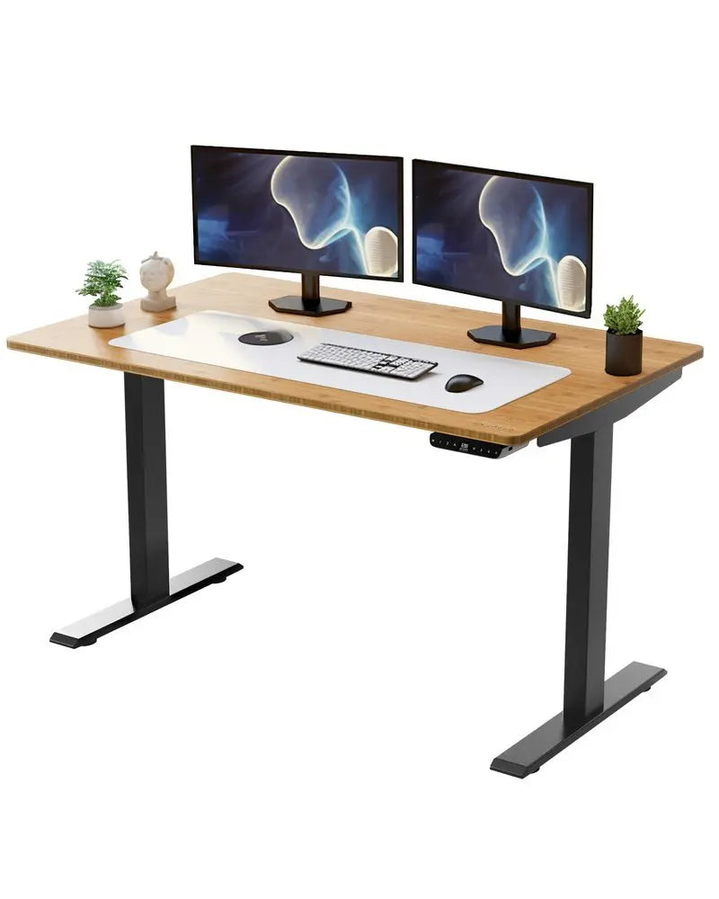 30" Adjustable Brown and Black Stainless Steel Computer Desk - NOBLE HOME INTERIORS