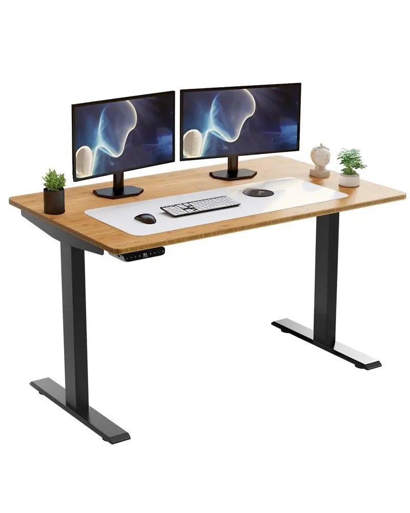 30" Adjustable Brown and Black Stainless Steel Computer Desk - NOBLE HOME INTERIORS