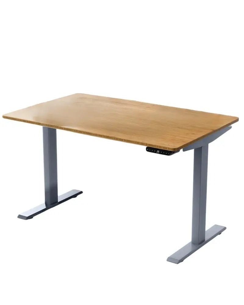 30" Adjustable Brown and Gray Stainless Steel Computer Desk - NOBLE HOME INTERIORS