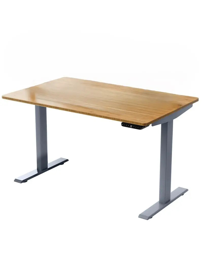 30" Adjustable Brown and Gray Stainless Steel Computer Desk - NOBLE HOME INTERIORS
