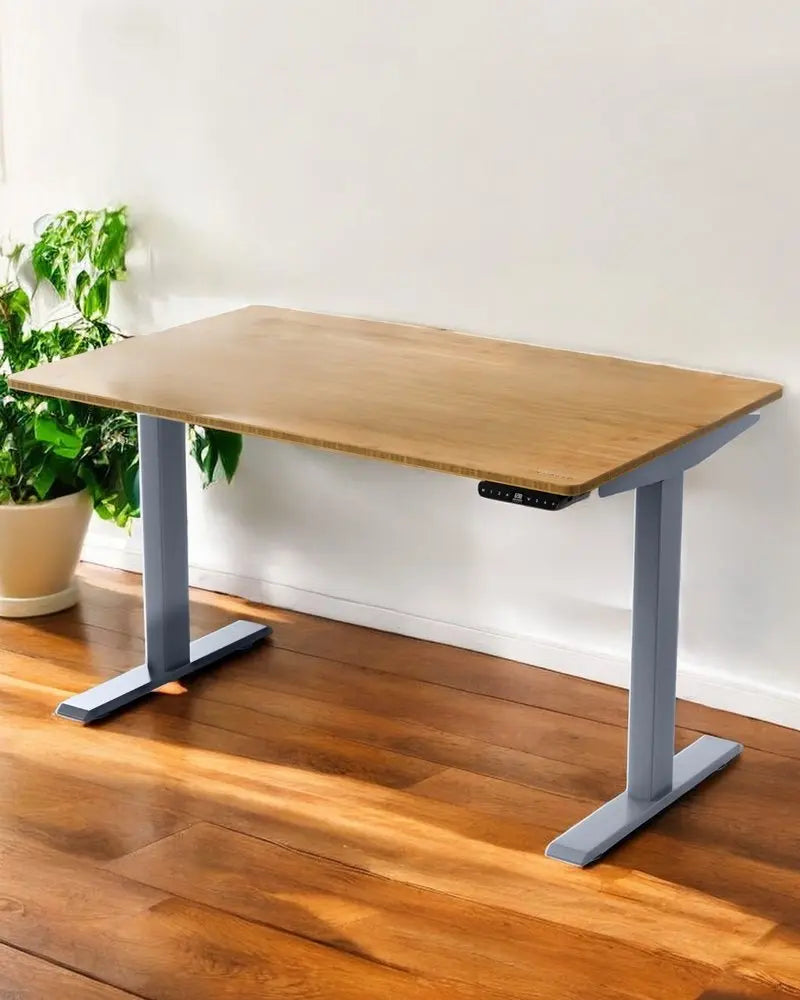 30" Adjustable Brown and Gray Stainless Steel Computer Desk - NOBLE HOME INTERIORS
