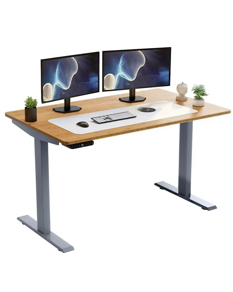 30" Adjustable Brown and Gray Stainless Steel Computer Desk - NOBLE HOME INTERIORS