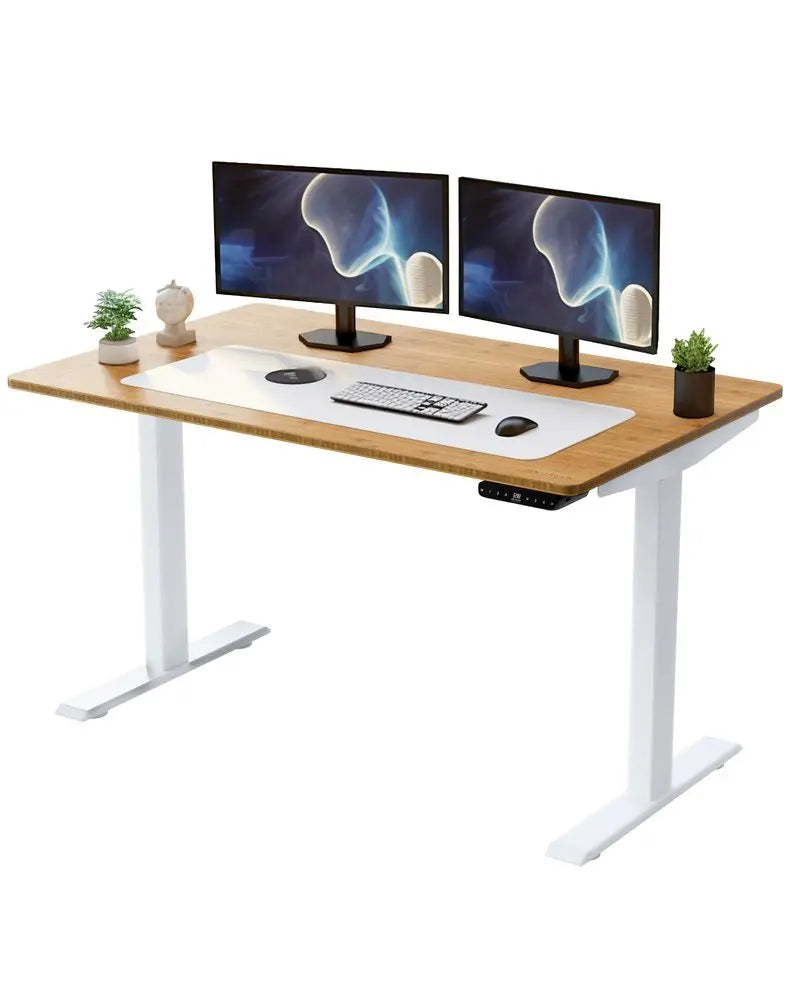 30" Adjustable Brown and White Stainless Steel Computer Desk - NOBLE HOME INTERIORS