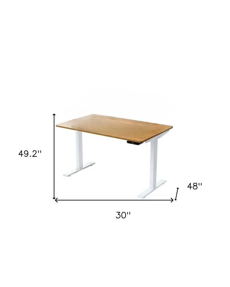 30" Adjustable Brown and White Stainless Steel Computer Desk - NOBLE HOME INTERIORS