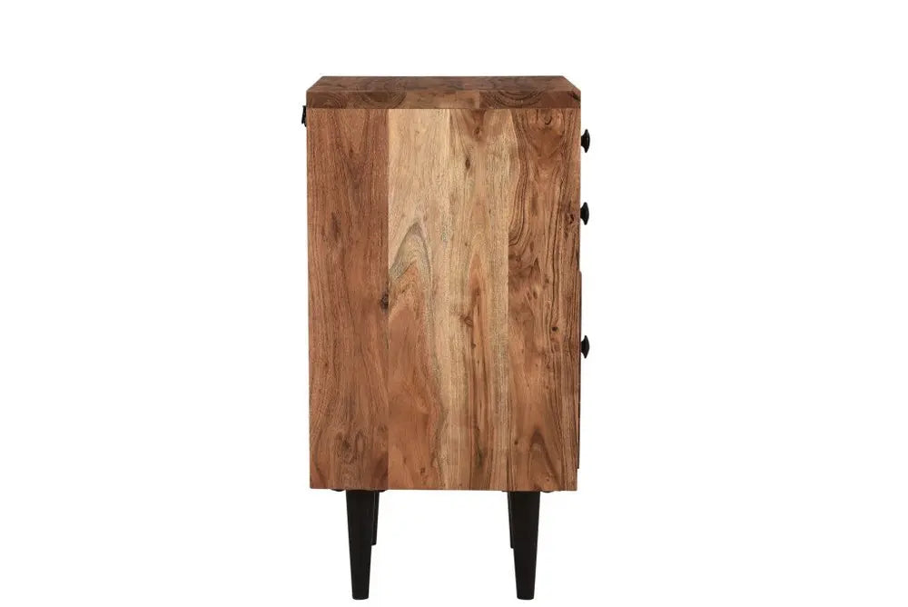 30" Brown Solid Wood Three Drawers Filing Cabinet - NOBLE HOME INTERIORS