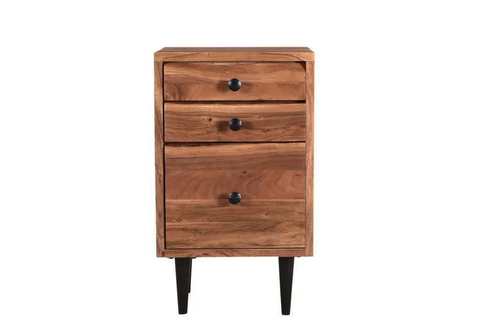 30" Brown Solid Wood Three Drawers Filing Cabinet - NOBLE HOME INTERIORS