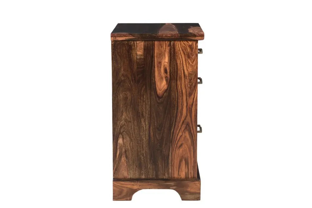 30" Dark Brown Solid Wood Three Drawers Filing Cabinet - NOBLE HOME INTERIORS