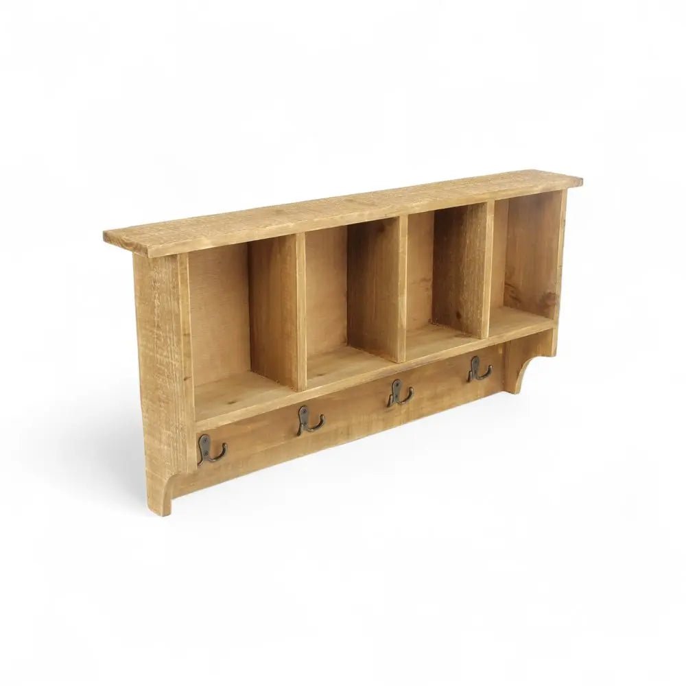 30" Natural Wood Four Hook Wall Mount Coat Rack - NOBLE HOME INTERIORS