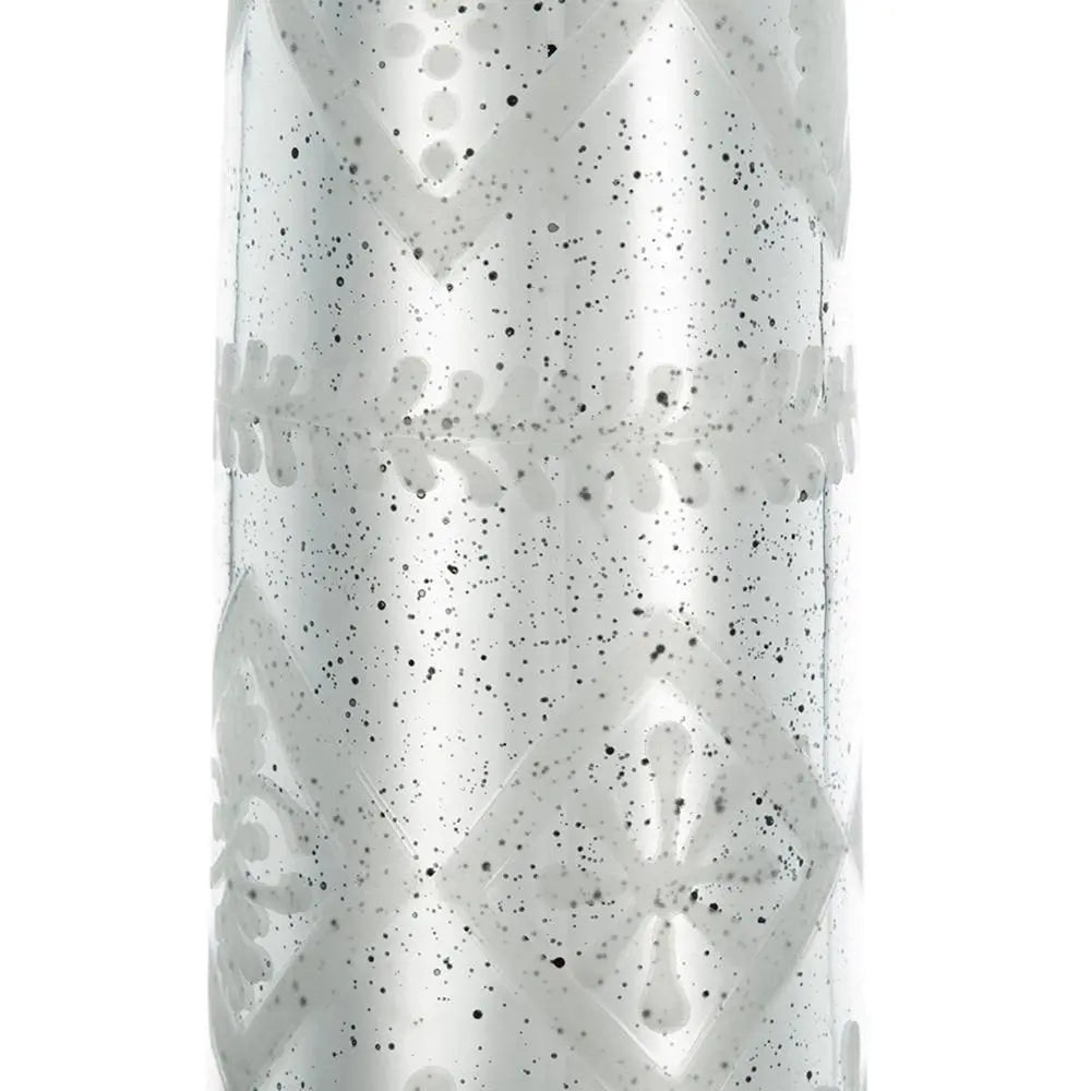 30" Silver Floral Round Glass Table Vase - NOBLE HOME INTERIORS