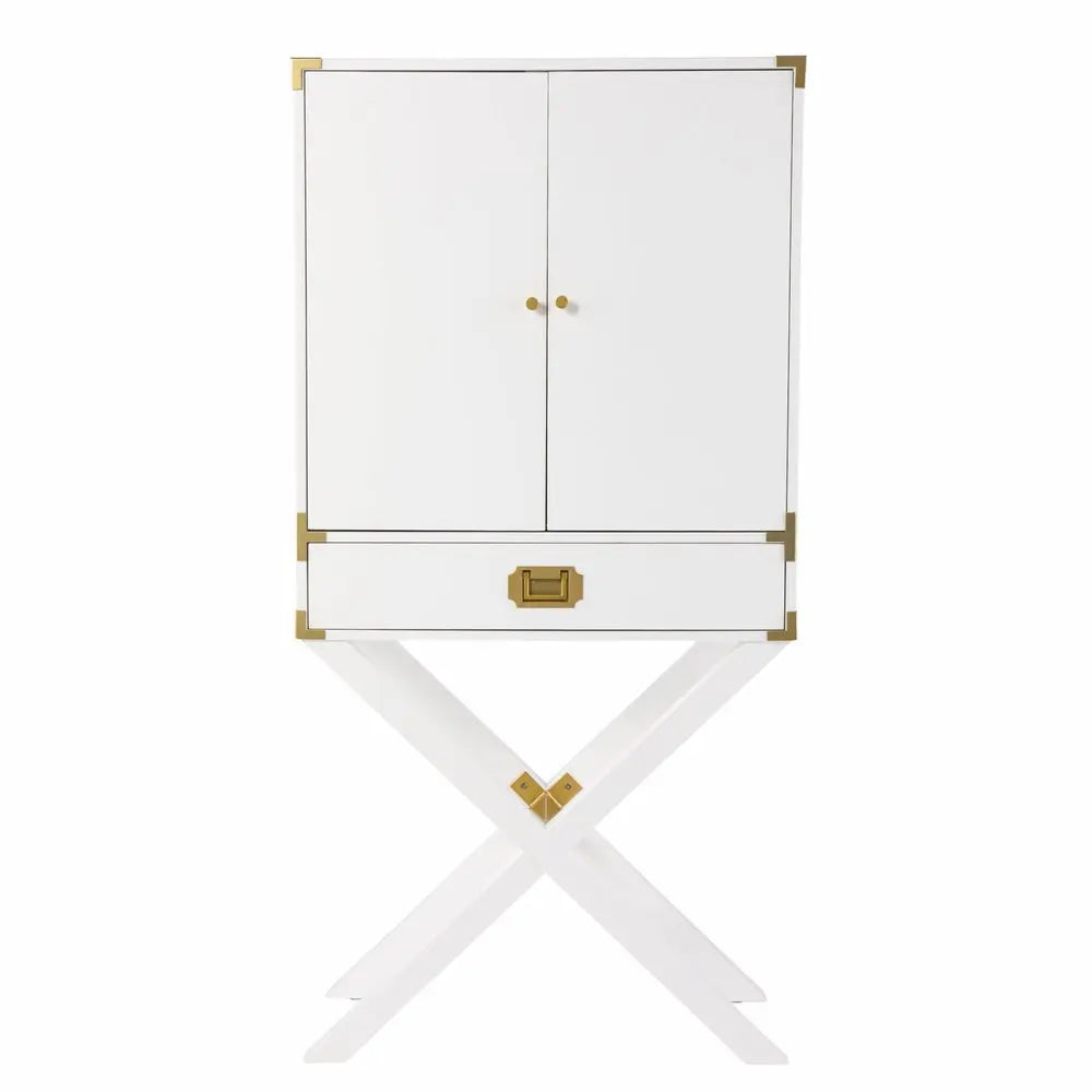 30" White Corner Display Stand With One Shelf And One Drawer - NOVA HOME FURNITURE