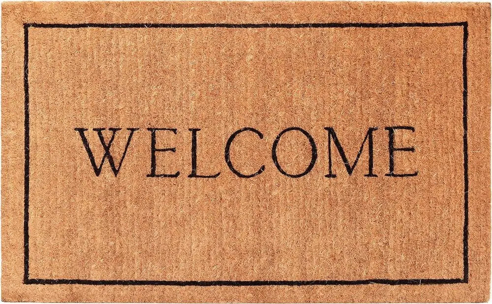 30" X 48" Natural and Black Coir Welcome Outdoor Door Mat - NOBLE HOME INTERIORS