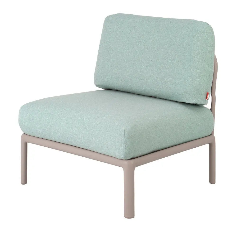 31" Gray Heavy Duty Plastic Outdoor Armchair With Sea Green Cushion - NOBLE HOME INTERIORS