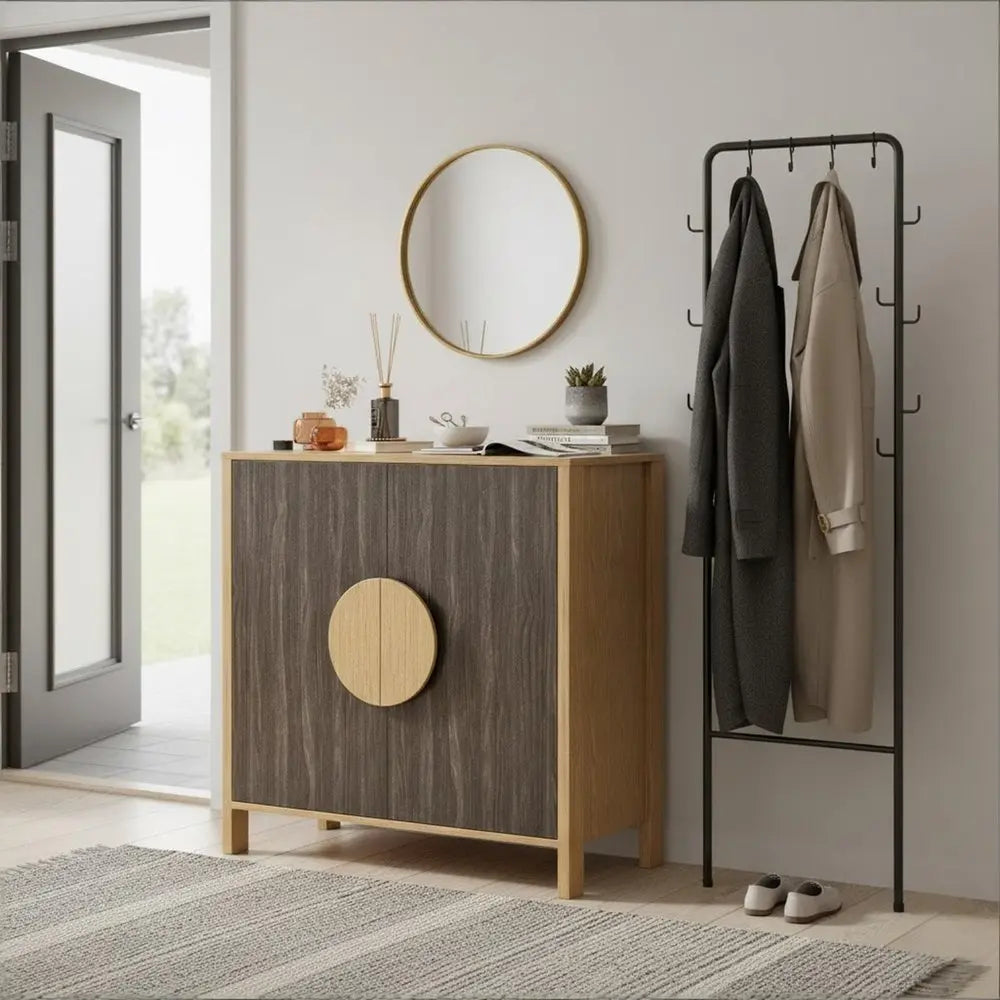 31" Sepia Solid Wood Console Accent Cabinet With Two Doors - NOVA HOME FURNITURE