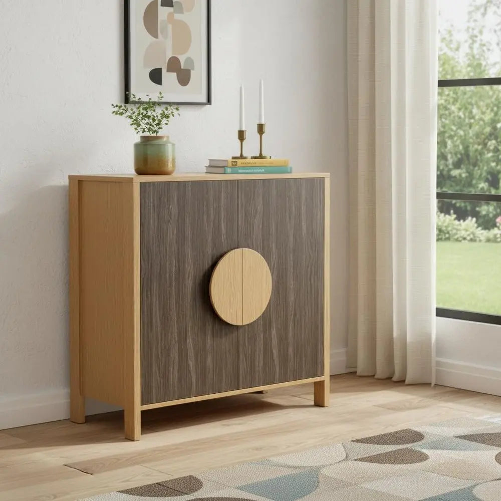 31" Sepia Solid Wood Console Accent Cabinet With Two Doors - NOVA HOME FURNITURE