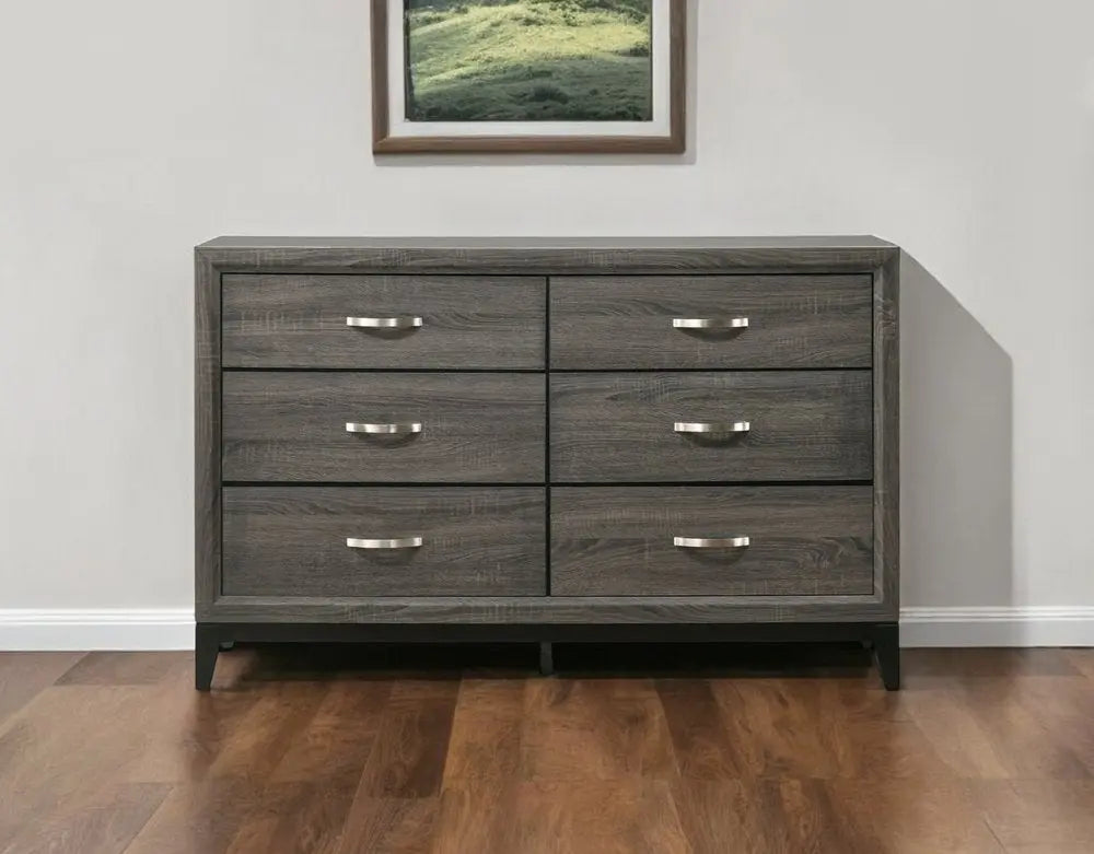 31" Gray Wood Five Drawer Dresser HomeRoots